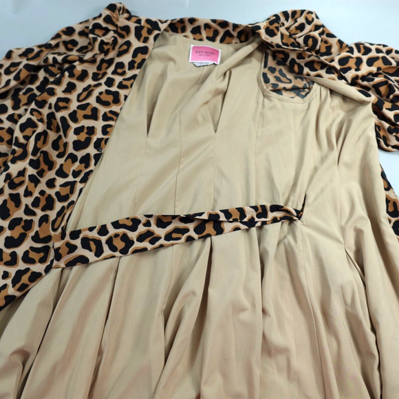 Kate Spade Leopard Print Wrap Dress Brown Crepe HOCO 80s Mob Old Money - Picture 11 of 16